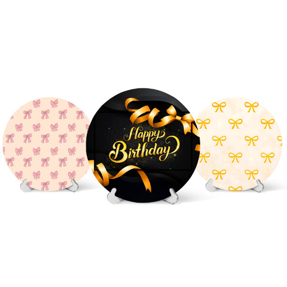 Capa Painel Redondo Mesa Laços Sublimado C/ Elástico 50×50Cm em Oferta na Shopee