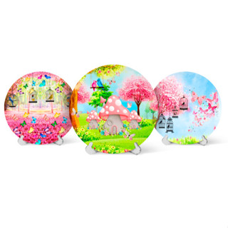 Capa Painel Redondo Mesa Jardim, Bosque Encantado Sublimado C/ Elástico 50×50Cm em Oferta na Shopee