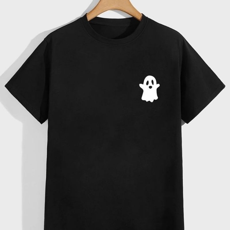Camiseta Fantasma miniatura unissex algodão Tumblr mod 1