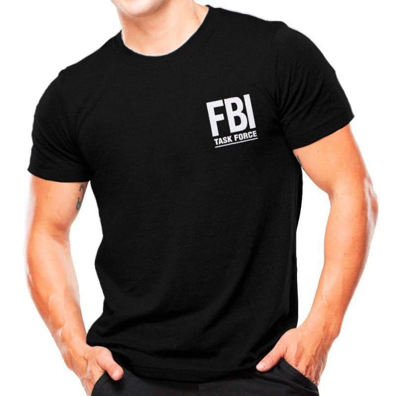 FBI Task force Camiseta Tradicional Masculina e feminina algodão unissex