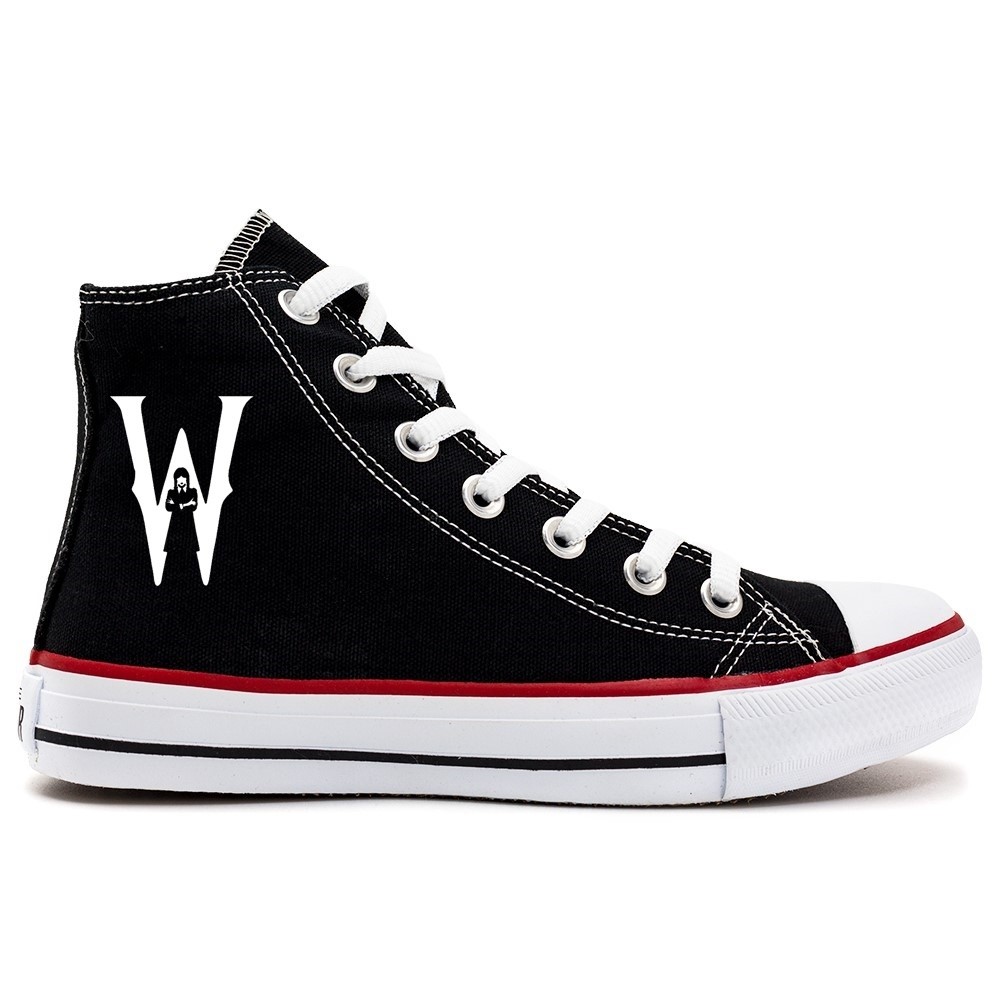 Tênis Wandinha Wednesday Familia Addams Dark Rolê Descolados Com Cadarços de Amarrar