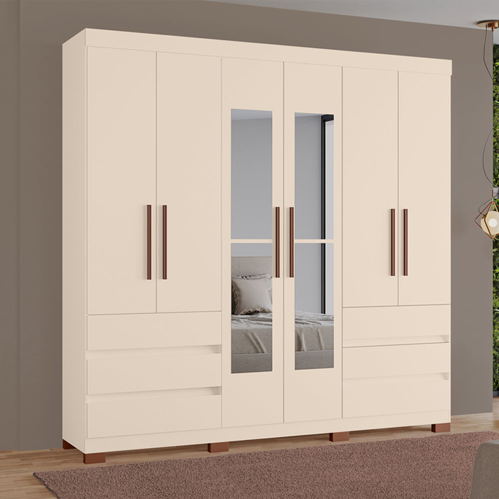 Guarda-Roupas Panamá 100% MDF Tuboarte 6 Portas 6 Gavetas e Espelho em Oferta na Shopee