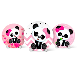 Capa Painel Redondo Mesa Panda, Pandinha Rosa, Panda Baby Sublimado C/ Elástico 50×50Cm