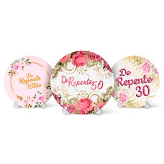 Capa Painel Redondo Mesa De Repente 18tão, 30, 40 e 50 Anos Sublimado C/ Elástico 50×50Cm em Oferta na Shopee