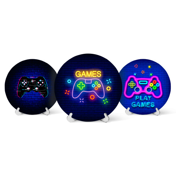 Capa Painel Redondo Mesa Vídeo Game Sublimado C/ Elástico 50×50Cm em Oferta na Shopee