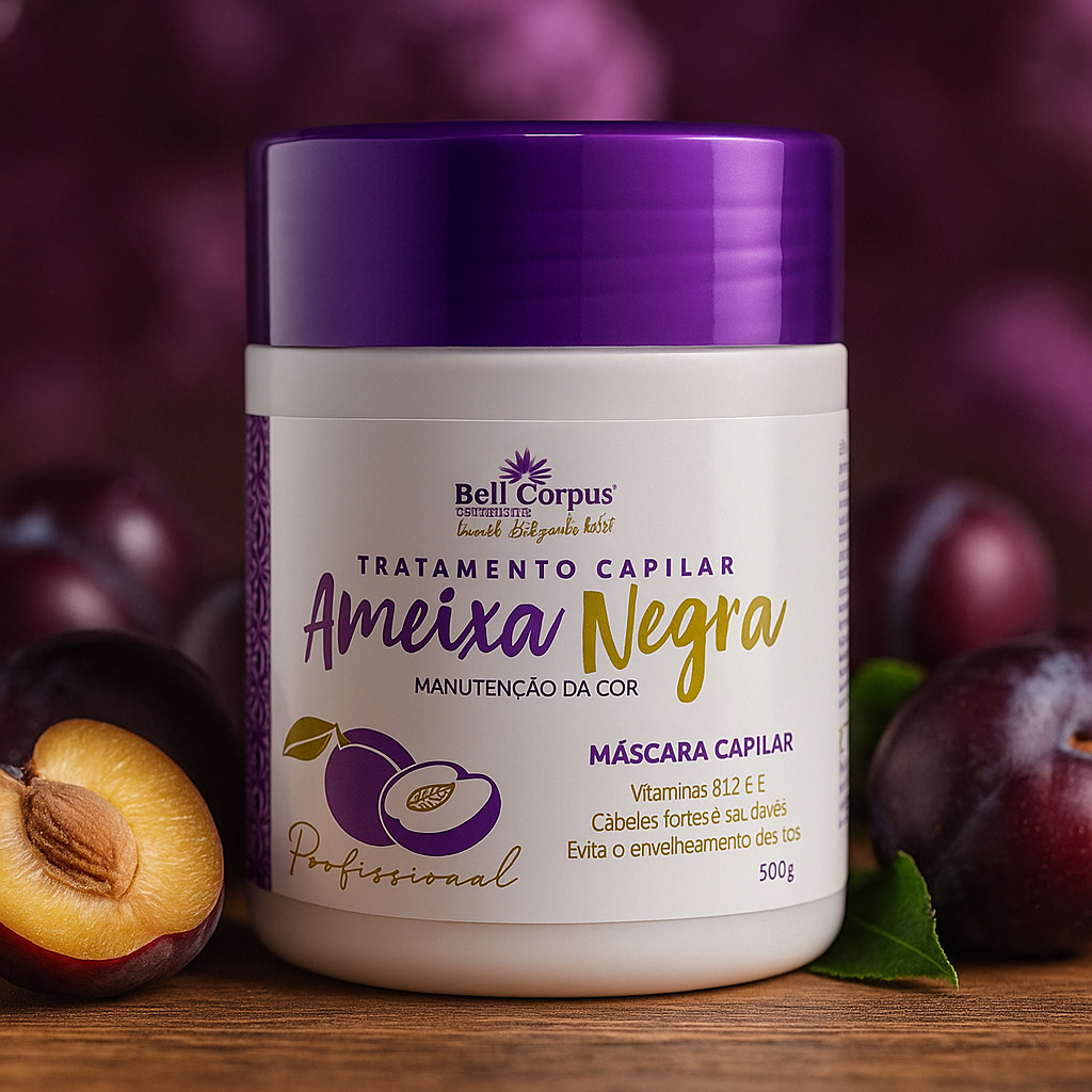 Máscara Capilar Ameixa Negra 500g Brilho Imediato e Hidratação Reconstrutora – BellCorpus