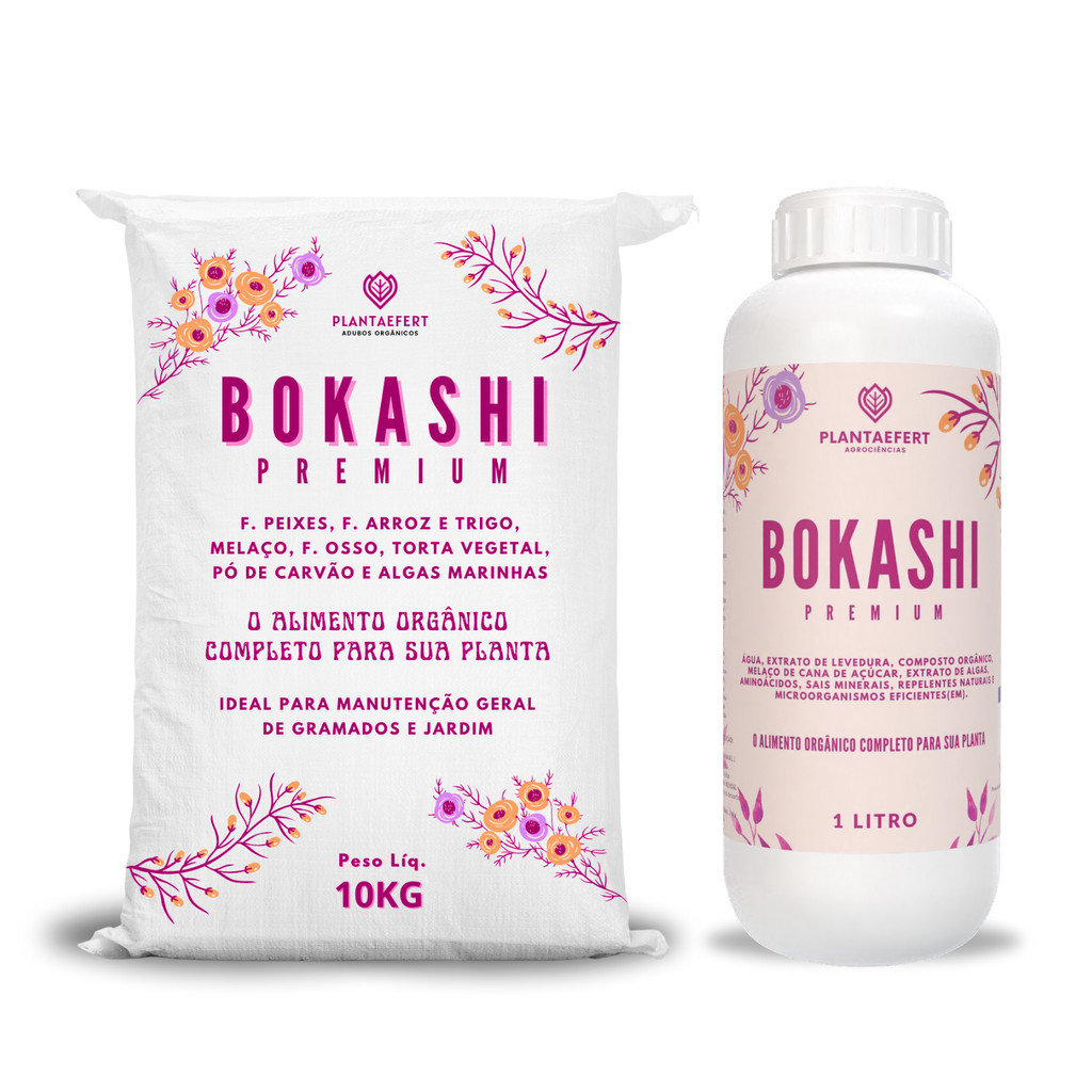 adubo para orquídeas florir Kit Bokashi Líquido 1L mais 10kg farelado completo para nutrição profunda e ativa