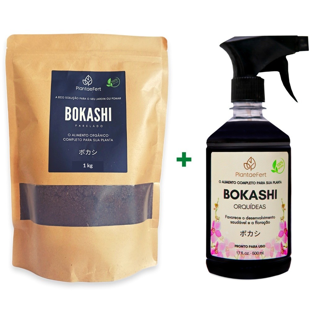 Fertilizante Para Orquídeas Bokashi Premium 1kg + 1 Frasco de 500ml Bokashi Líquido Pronto para uso