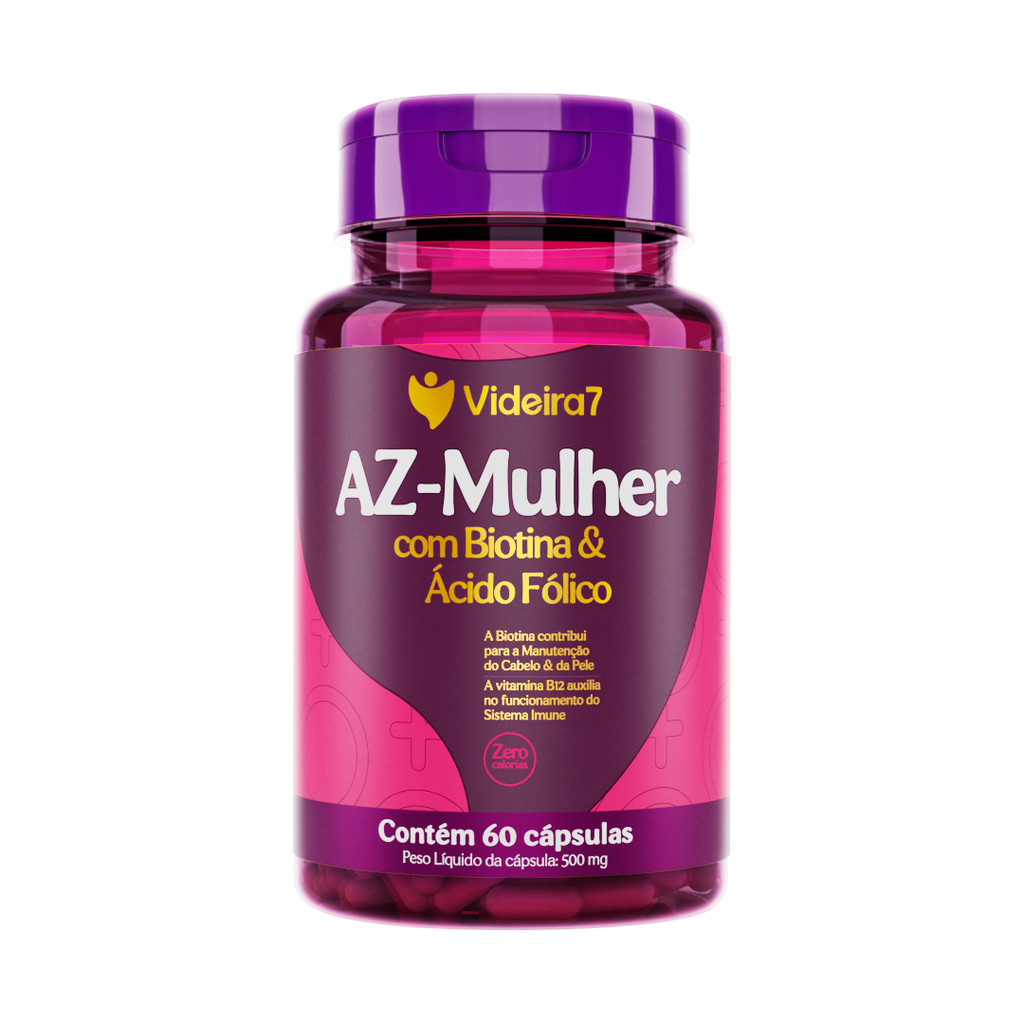 AZ Mulher 100% IDR c/ Biotina Ácido Fólico A-Z Cápsula em Oferta na Shopee
