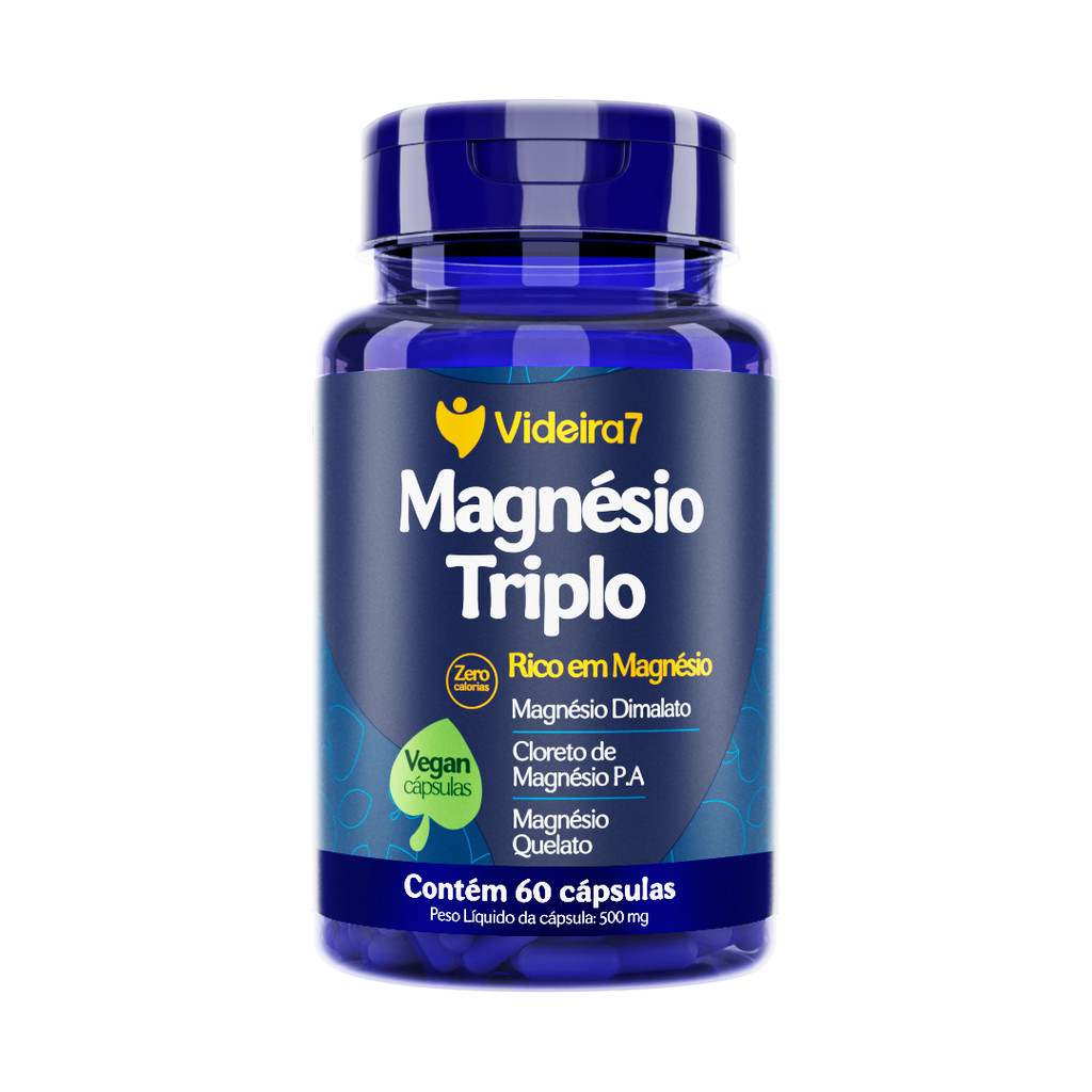 Magnésio triplo (Dimalato/Quelato/Cloreto) 100% IDR 60 CÁPS. - Health