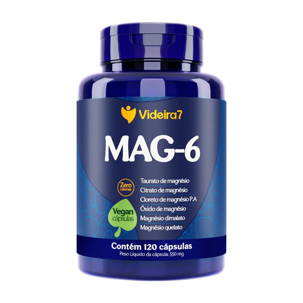 Magnésio MAG-6 (Dimalato/Quelato/Cloreto/Óxido/Citrato/Taurato) 120 Cápsula em Oferta na Shopee