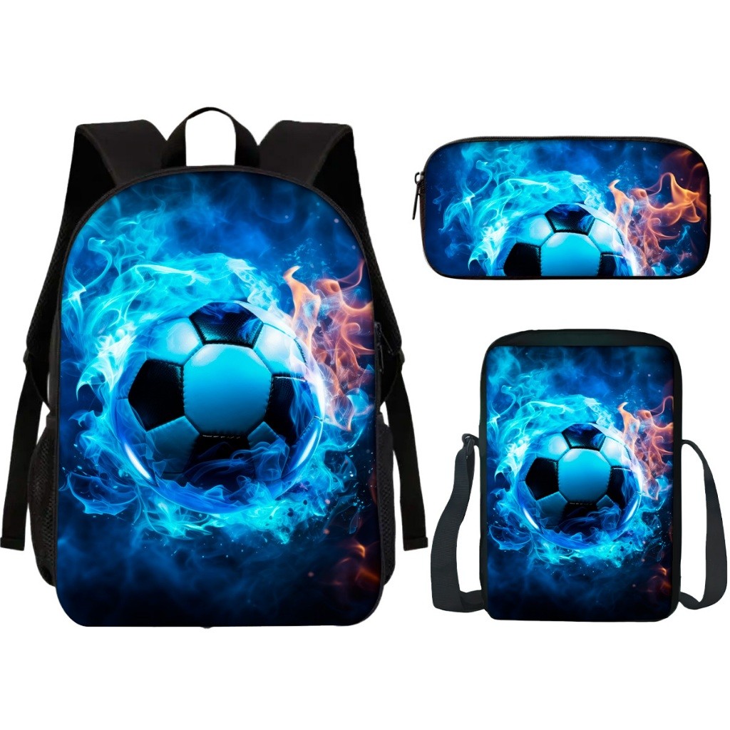 Kit Mochila Lancheira Estojo Escolar Infantil Tema Bola De Futebol Esporte Gol Volta Às Aulas em Oferta na Shopee