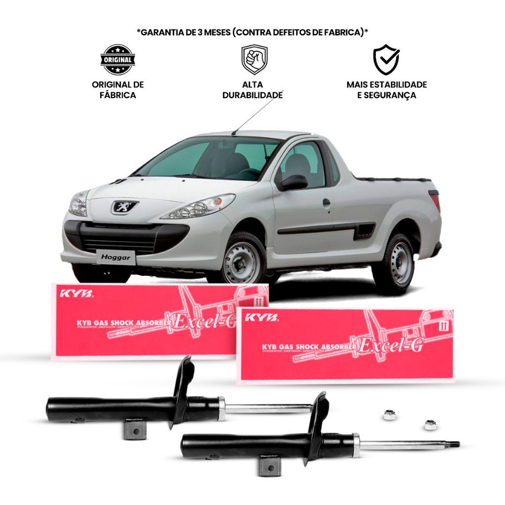 Kit Par 2 Amortecedores Traseiros Kayaba KYB Peugeot 206 207 Hoogar com garantia 2106 a 2107 em Oferta na Shopee