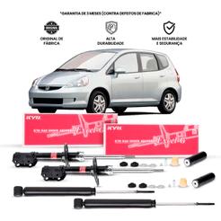 Kit 4 Amortecedores Dianteiro e Traseiro Kayaba KYB Honda Fit 2003 a 2008 – Original Completo