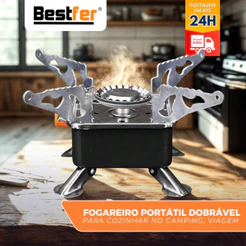 Fogareiro Portatil Dobravel Fogão a Gas para Camping e Viagem Bestfer BFH3007
