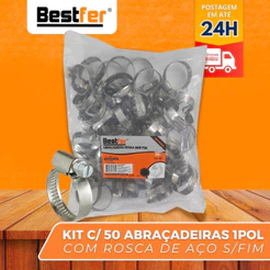 Abraçadeira Aço Rosca sem fim (16 - 25 mm)Pacote com 50 peças BFH-1782 Bestfer