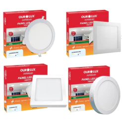 Luminaria Painel Super Led plafon Quadrado12w 18w 24w Sobrepor e Embutir Branco Frio 6500k Econômico