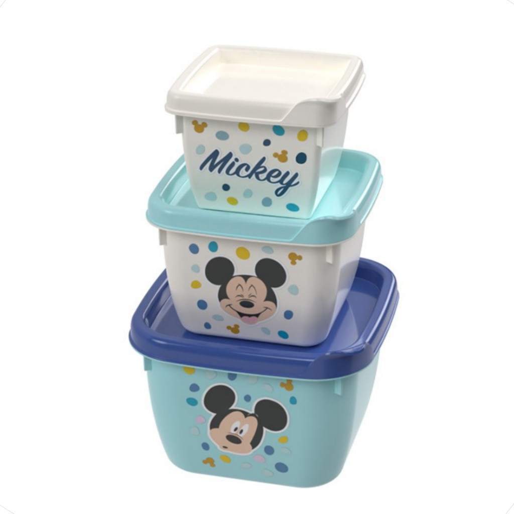 Conjunto Kit 3 Potes C/ Tampa Infantil Marmitas Lanches Disney Potinhos Frutas Lancheira Plasutil · foto 2