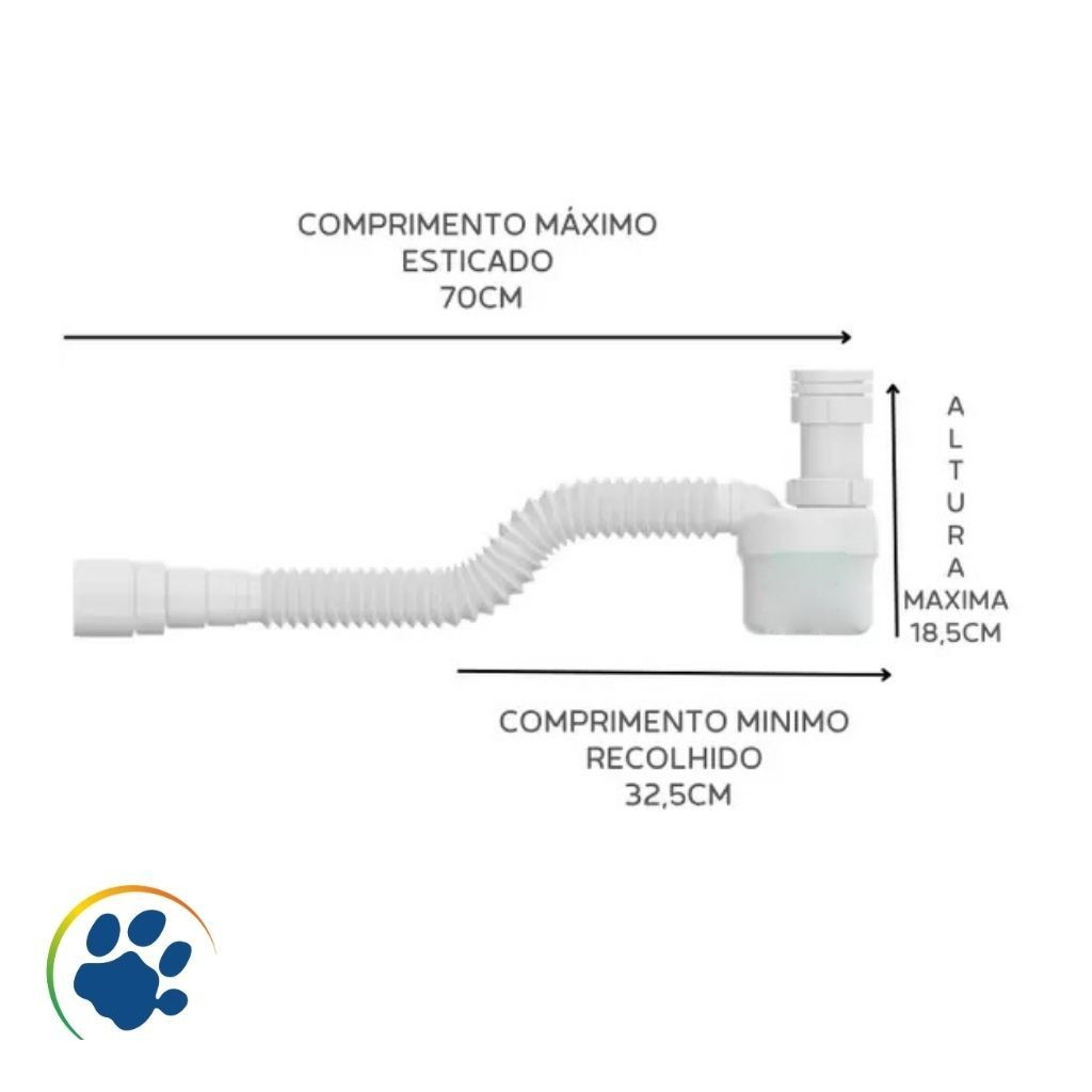 Sifão Ajustável Com Copo Universal Tigre Multiuso Sifao Sanfonado Extensível Para Pia, Lavatório · foto 2