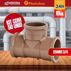 kit 50 unidades Te soldavel 3/4 25mm em PVC Krona/PLASTUBOS