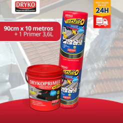 Manta Asfáltica 90cm + Primer Asfáltico 3,6 Kit Aplicação Fita Aluminizada Telha Laje Vedatudo