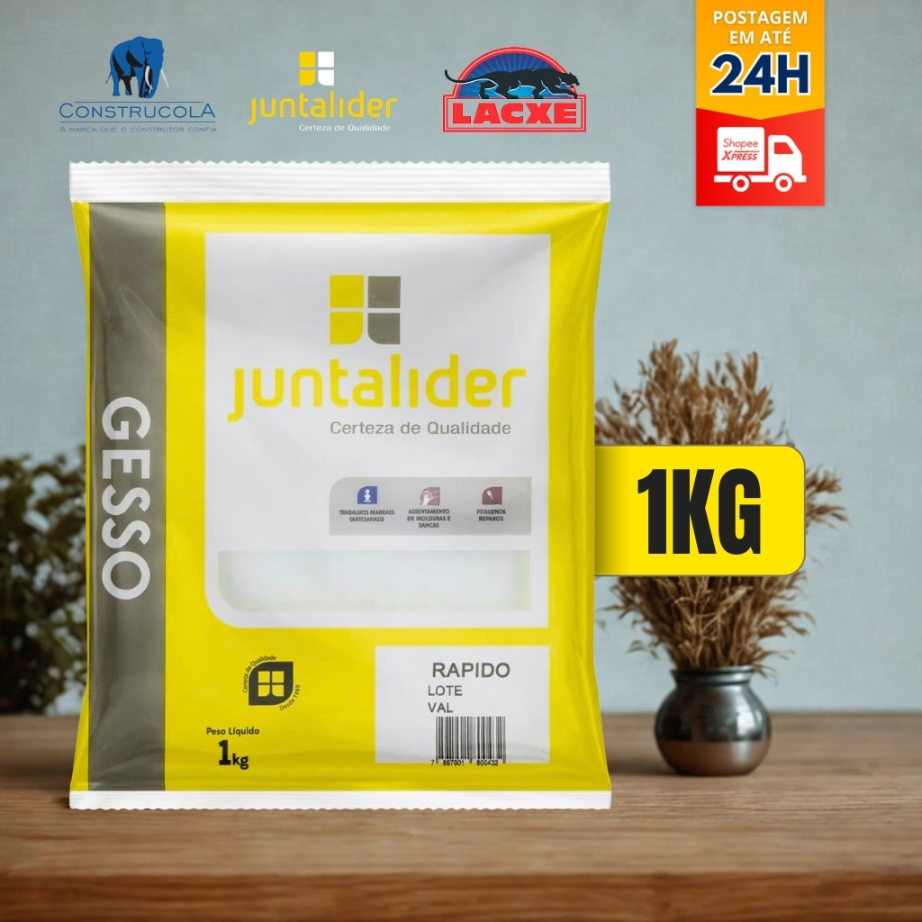 Gesso Estuque Secagem Rápida Gesso Rápido Branco Alta Aderência Juntalider Construcola Lacxe