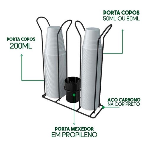 Porta Copos Descartáveis 80ML e 200ML Porta Colherzinhas Preto - Stolf · foto 2