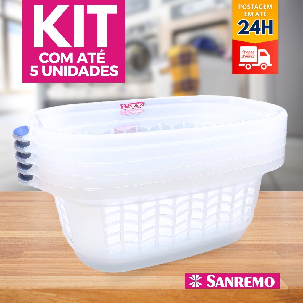 Cestos de Roupas Telado Angular Gigante 65x42x24 32 Litros Sanremo KITS em Oferta na Shopee