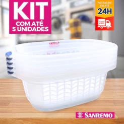 Cestos de Roupas Telado Angular Gigante 65x42x24 32 Litros Sanremo KITS