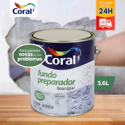 Fundo Preparador Parede Coral Base d'Água Pré Pintura 3,6 Litros