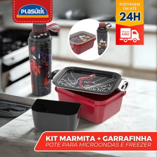 Kit MARMITA E GARRAFA Kit lancheira infantil escolar marmitinha com divisórias pote lanche