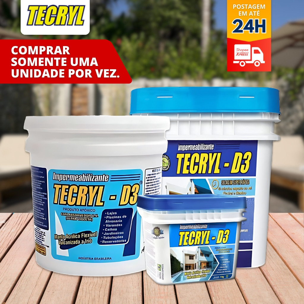 Impermeabilizante Tecryl D3 Branco 4kg/12kg/15kg