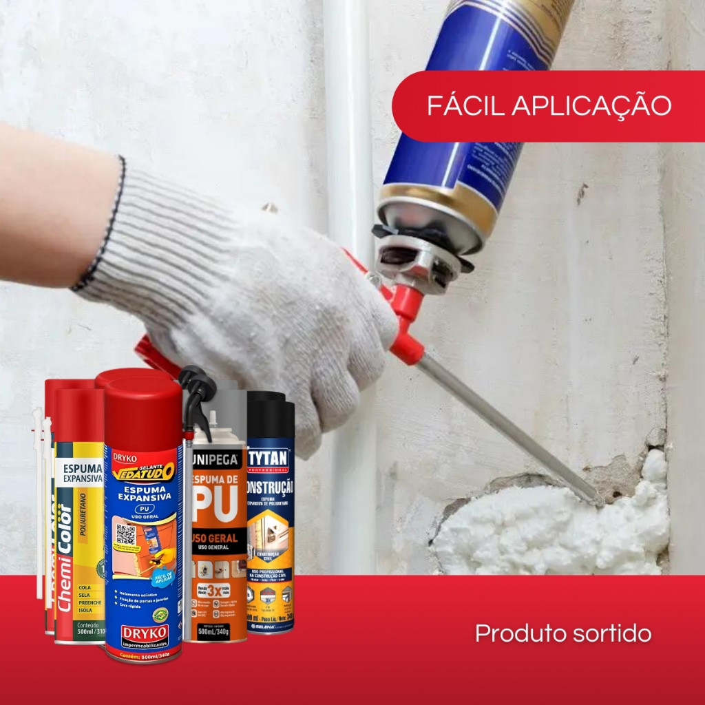 Espuma Expansiva Selante 500 ml PU Uso Geral - VEDATUDO Dryko UNIPEGA TYTAN CHEMICOLOR · foto 2