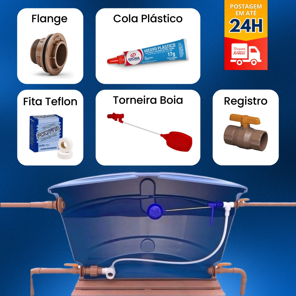 Kit Conexão Para Instalação De Caixa D' Água Premium 25mm (3/4")