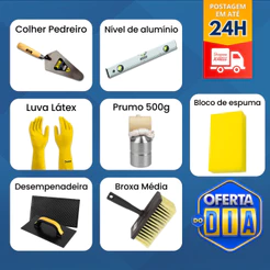 Kit Ferramentas Para Pedreiro, Reboco 7 Peças, Econômico