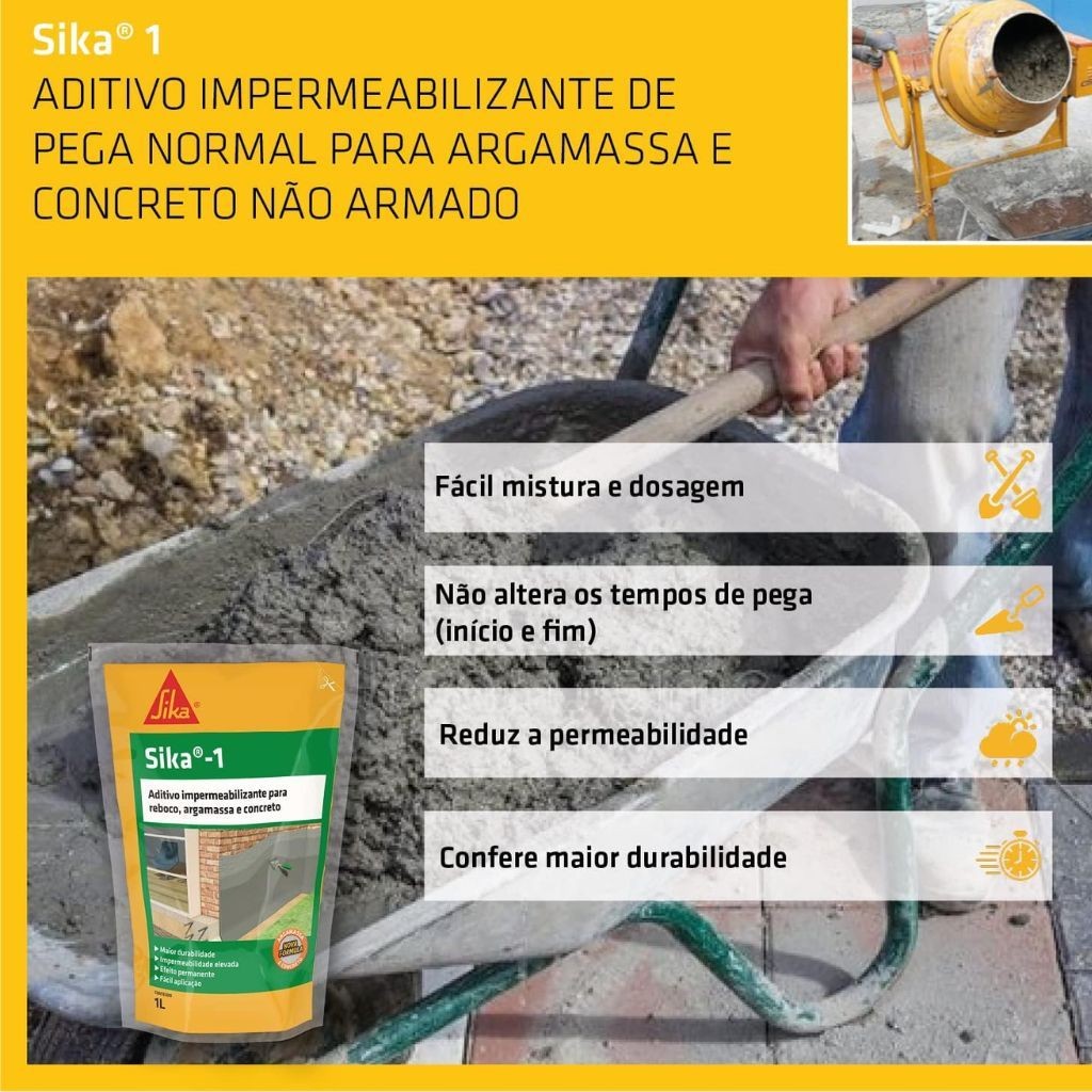 kit c/ 15UNID Aditivo Sika 1 1litro Impermeabilizante para cimento argamassa concreto · foto 2