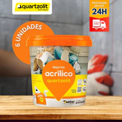 Rejunte Acrílico 1kg Pronto Quartzolit Cinza Platina Kit C/6 unidades