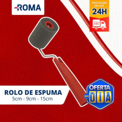 Rolo de espuma cinza poliéster com cabo Roma 5cm - 9cm - 15cm