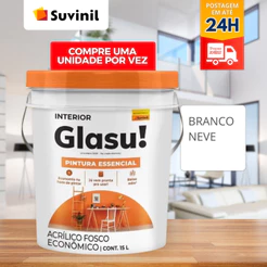 Tinta Acrílica Econômica Glasu Branco 15 Lts