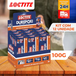 Massa Adesiva Epóxi Durepoxi 100 gr Cinza - Caixa c/ 12 unidades Loctite Henkel