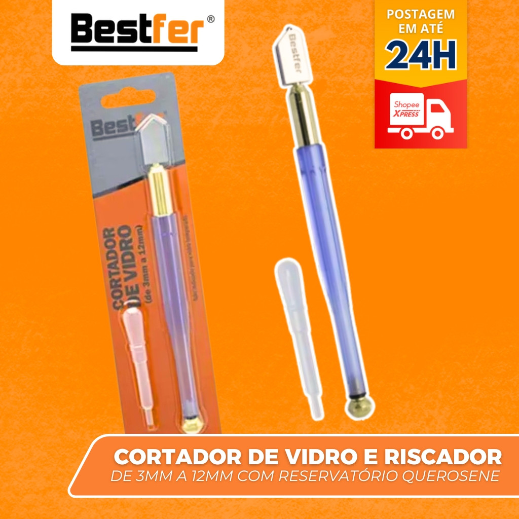 Cortador De Vidro E Espelho Cabo Com Diamante 3mm a 12mm Bestfer