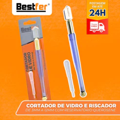 Cortador De Vidro E Espelho Cabo Com Diamante 3mm a 12mm Bestfer