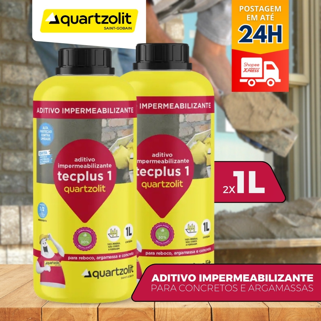 Aditivo Tecplus 1 Quartzolit 1 Litro Kit C/ 2