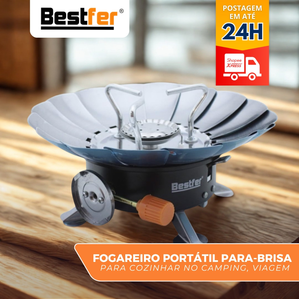 Fogareiro Portatil Para Brisa Fogão a Gas Corta Vento Camping Viagem Caminhoneiro Bestfer em Oferta na Shopee