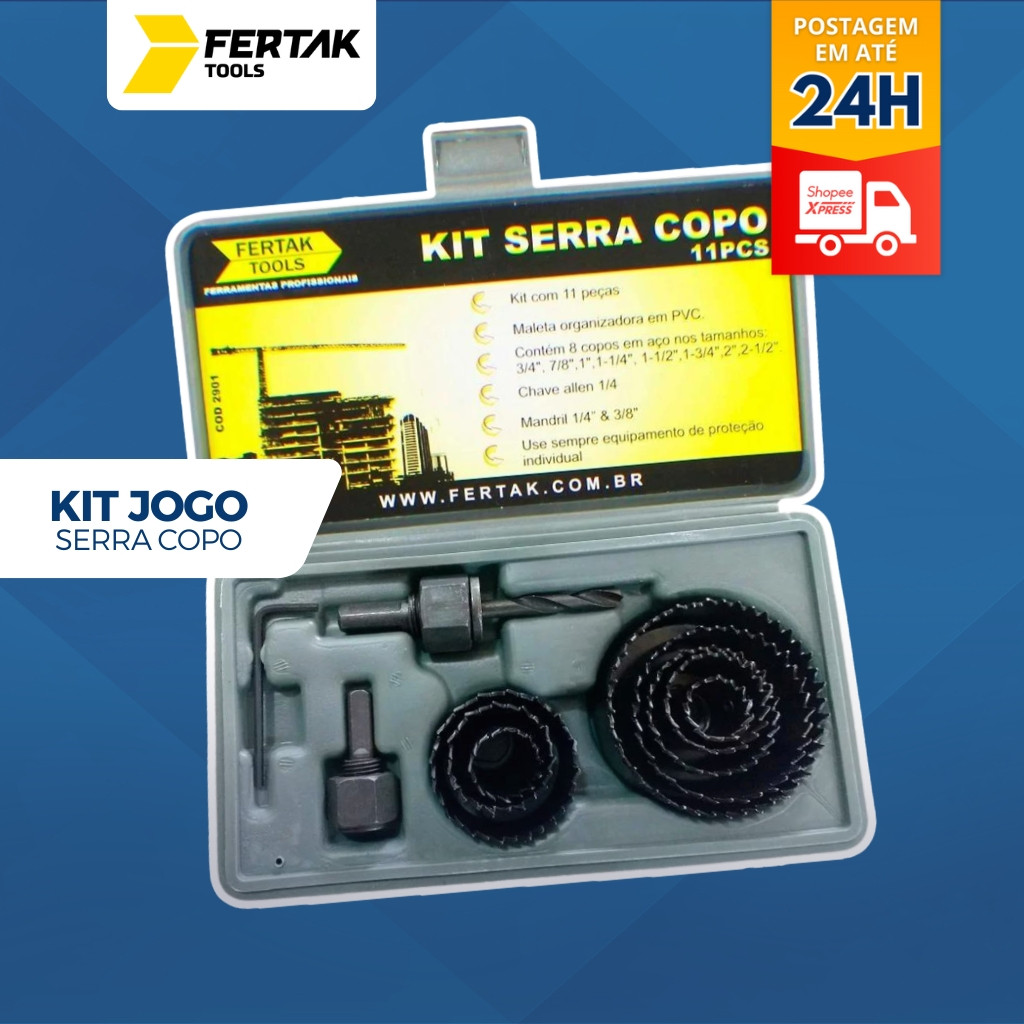 Kit Jogo Serra Copo Profissional 11 Pçs 2901 Fertak
