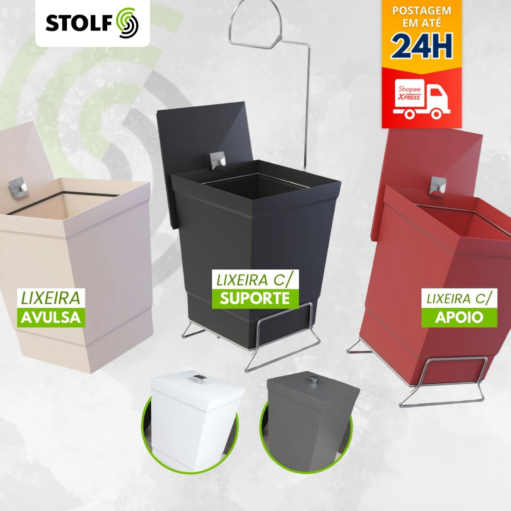 Lixeira Banheiro Com Suporte para Papel Higiênico | avulsa | com apoio Cesto stolf varias cores