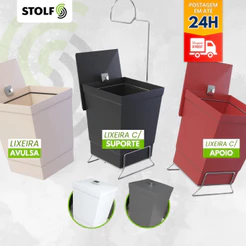 Lixeira Banheiro Com Suporte para Papel Higiênico | avulsa | com apoio Cesto stolf varias cores