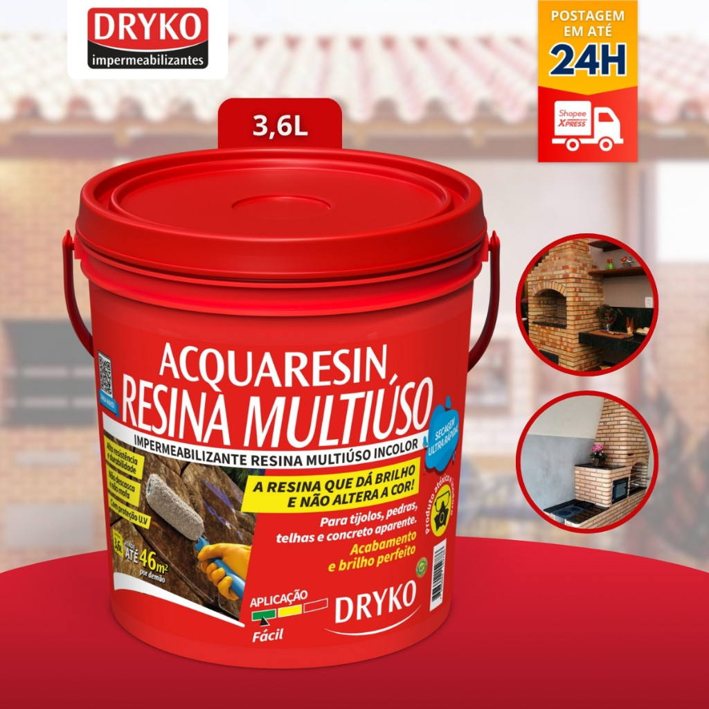 Resina Multiuso Acrílica 3,6L Base Água Incolor DRYKO 3,6L
