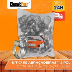 Abraçadeira Aço Rosca sem fim (25 - 38 mm)Pacote 50 peças BFH-1783 Bestfer