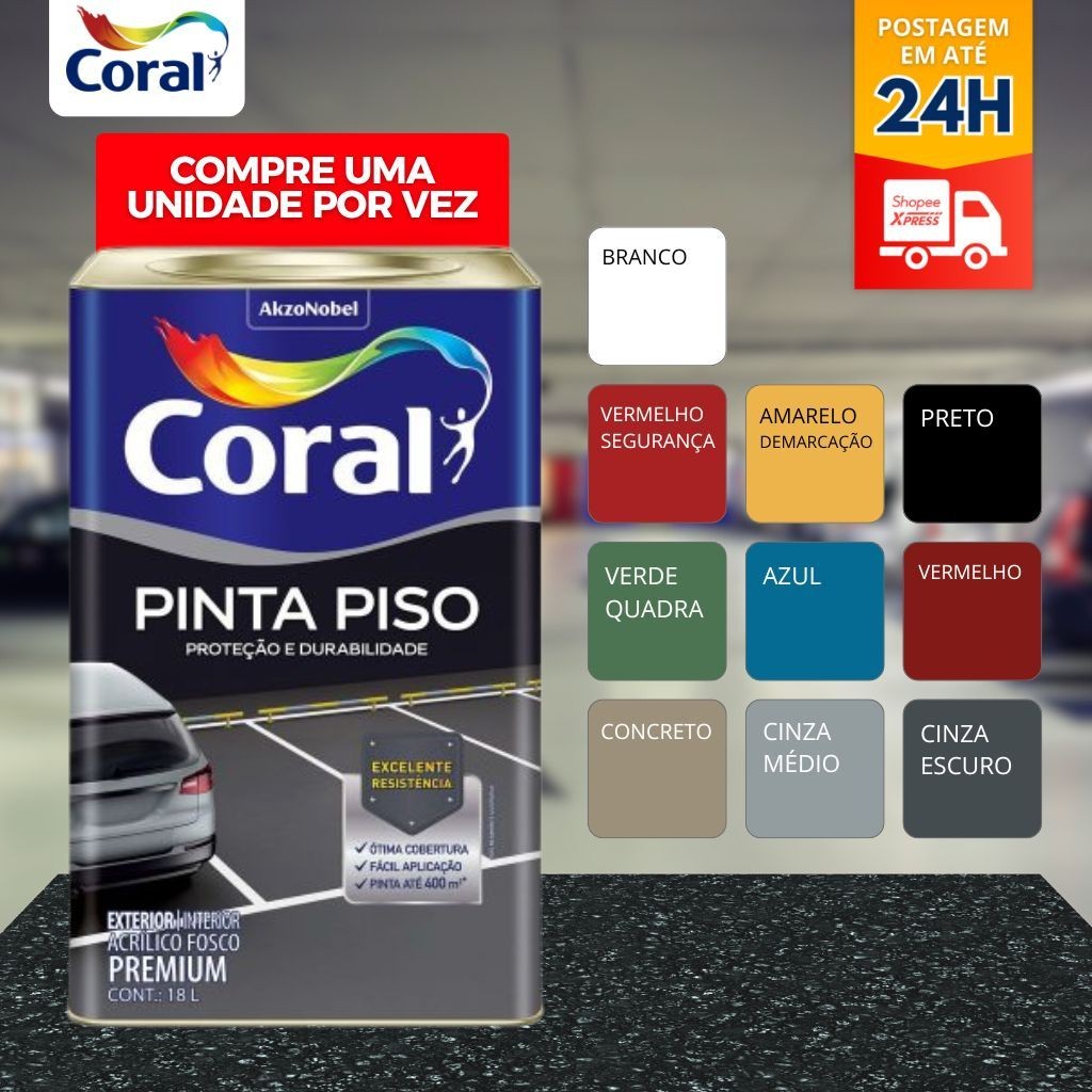 Tinta Acrílica Coral Pinta Piso 18l Premium Escolha Cor